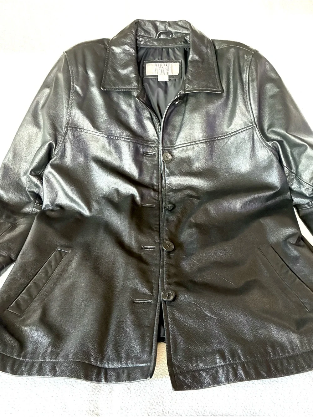 Wilsons Leather Black Men's Leather Car Coat